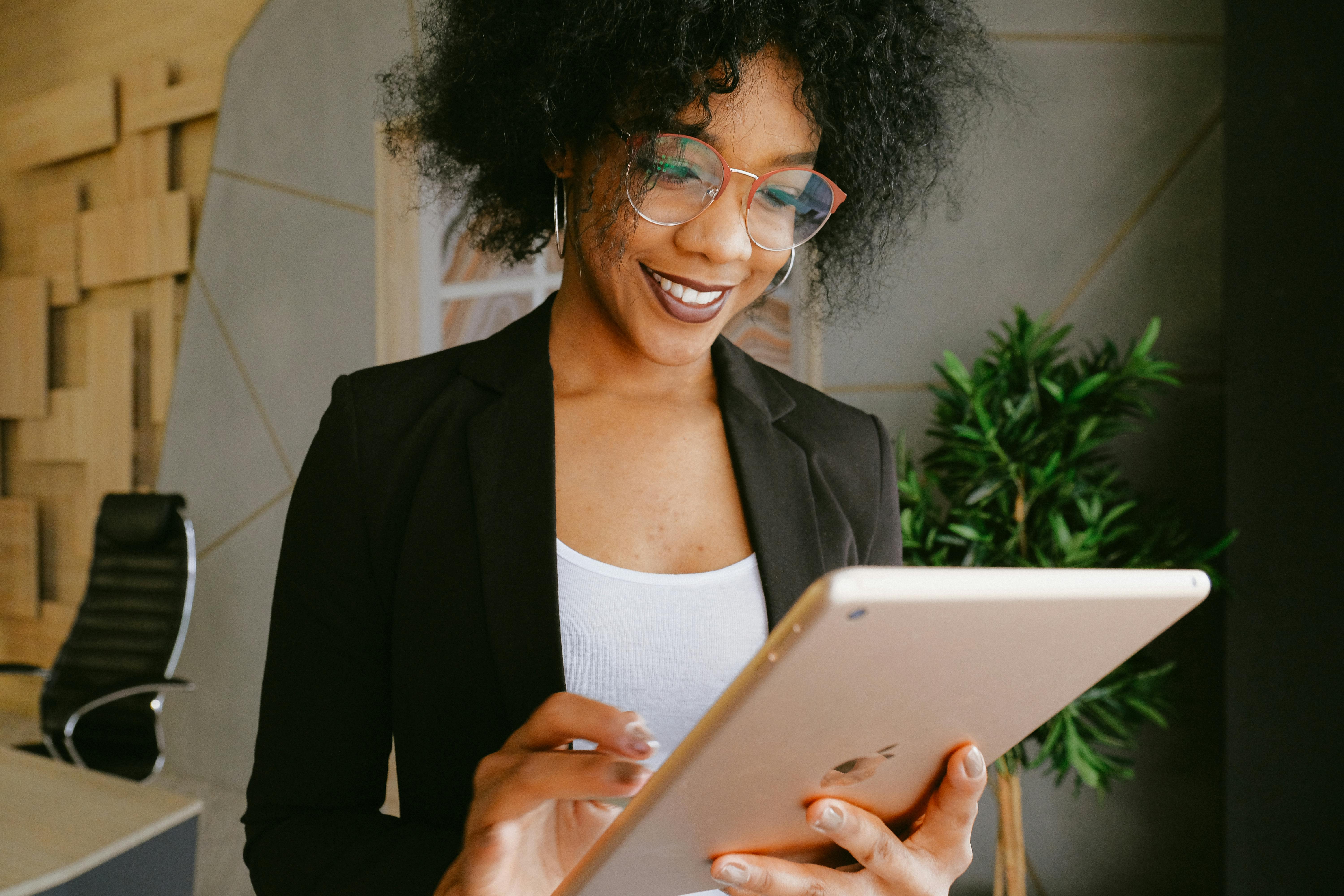 Professional woman using tablet device